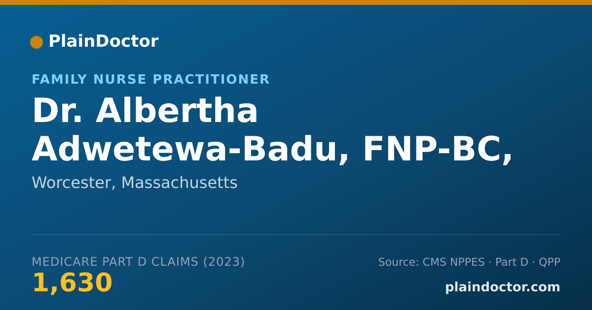 Shareable card for Albertha Adwetewa-Badu, FNP-BC, FNP-C - Family Nurse Practitioner, Worcester, MA