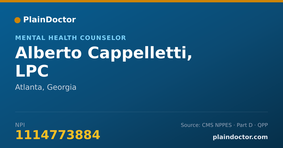 Shareable card for Alberto Cappelletti, LPC - Mental Health Counselor, Atlanta, GA