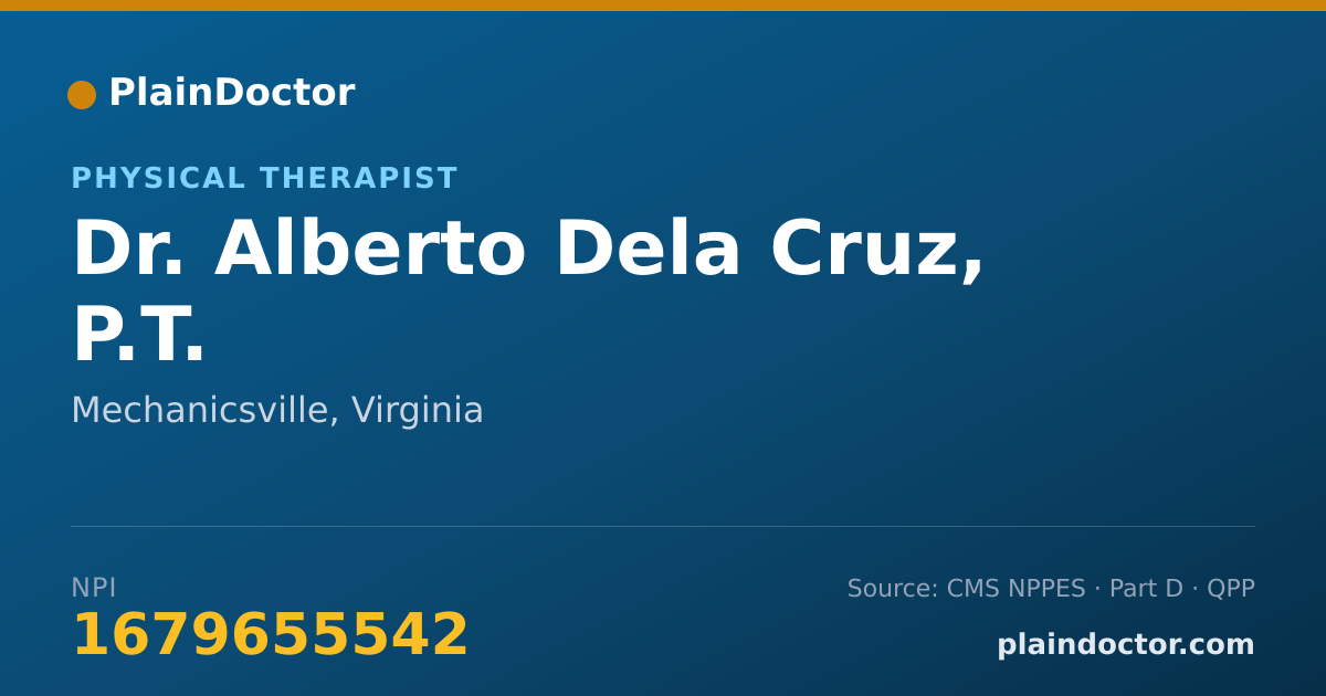 Shareable card for Alberto Dela Cruz, P.T. - Physical Therapist, Mechanicsville, VA