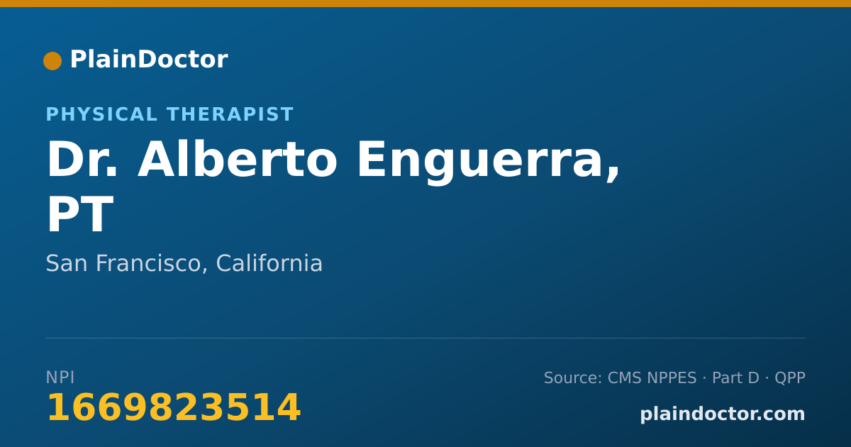 Shareable card for Alberto Enguerra, PT - Physical Therapist, San Francisco, CA