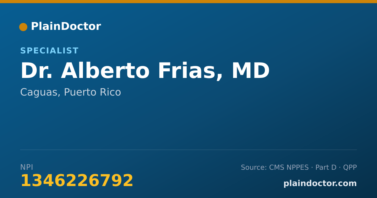 Shareable card for Alberto Frias, MD - Specialist, Caguas, PR