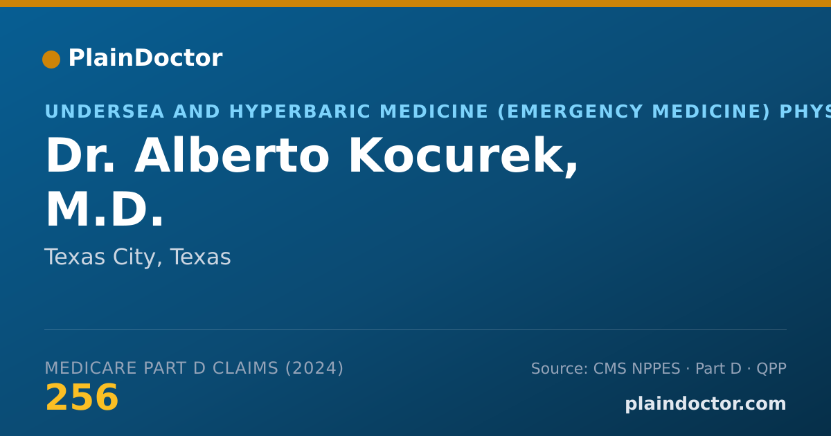 Shareable card for Alberto Kocurek, M.D. - Undersea and Hyperbaric Medicine (Emergency Medicine) Physician, Texas City, TX