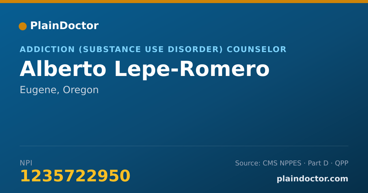 Shareable card for Alberto Lepe-Romero - Addiction (Substance Use Disorder) Counselor, Eugene, OR