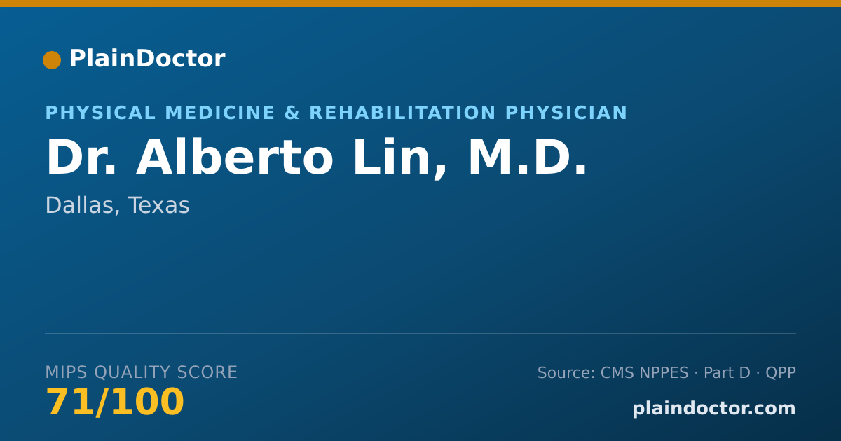 Shareable card for Alberto Lin, M.D. - Physical Medicine & Rehabilitation Physician, Dallas, TX