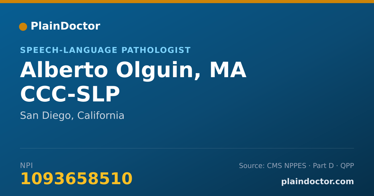 Shareable card for Alberto Olguin, MA CCC-SLP - Speech-Language Pathologist, San Diego, CA