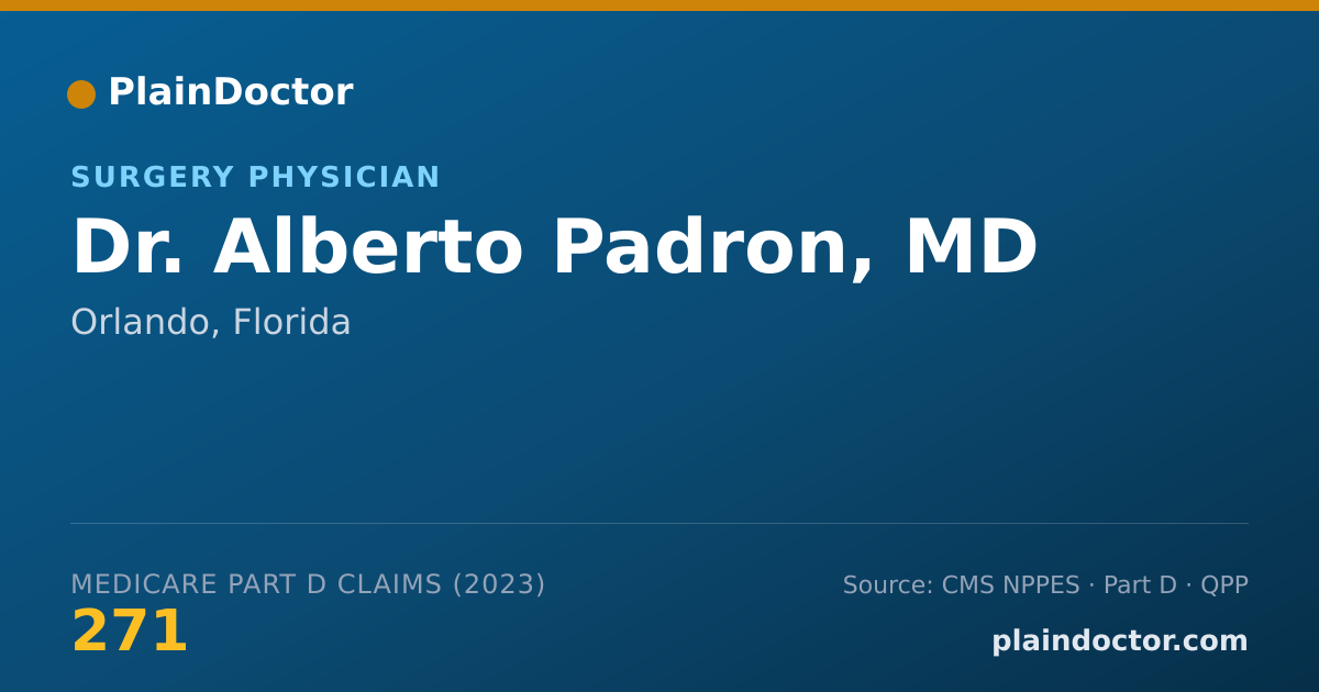 Shareable card for Alberto Padron, MD - Surgery Physician, Orlando, FL