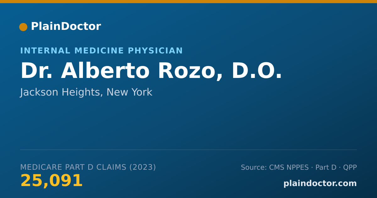 Shareable card for Alberto Rozo, D.O. - Internal Medicine Physician, Jackson Heights, NY