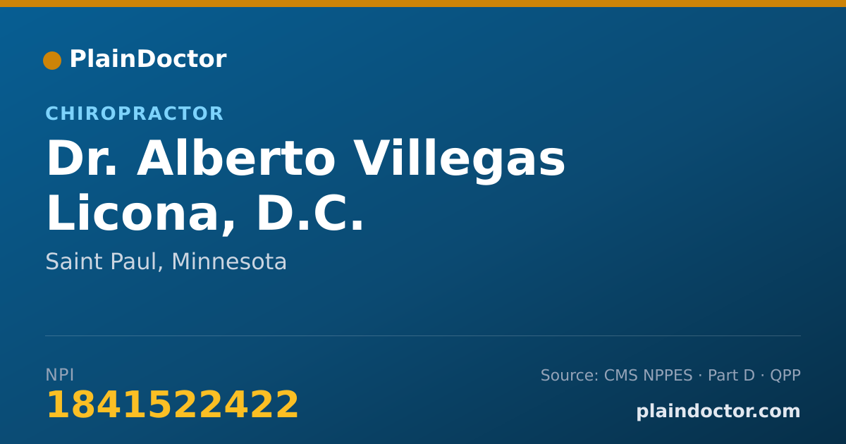 Shareable card for Alberto Villegas Licona, D.C. - Chiropractor, Saint Paul, MN