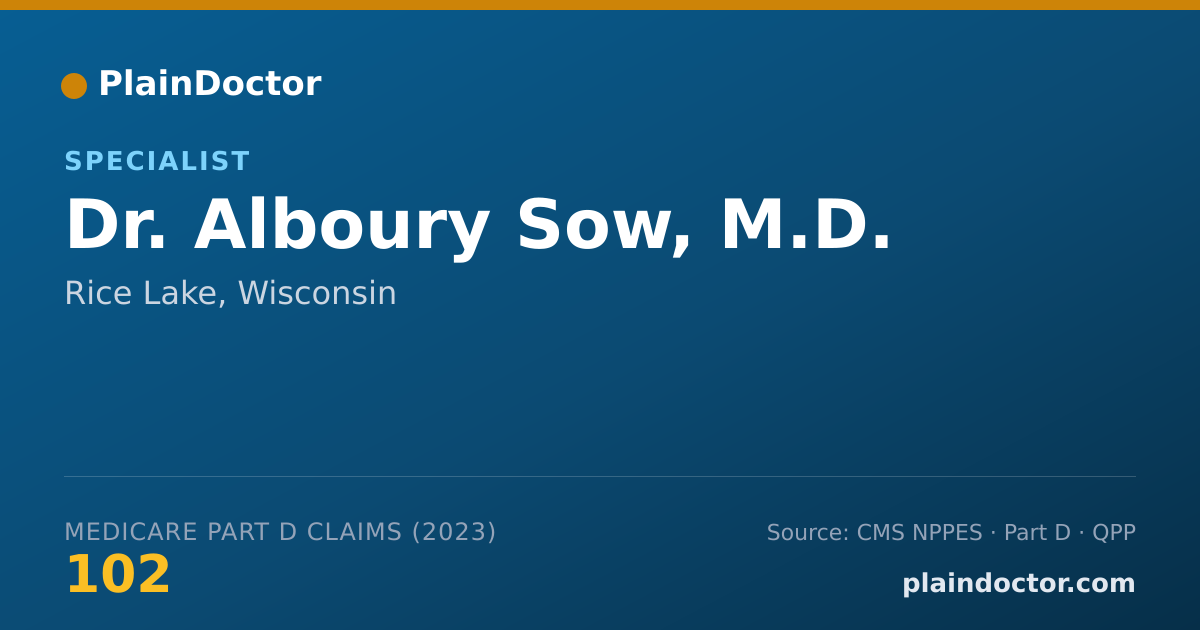 Shareable card for Alboury Sow, M.D. - Specialist, Rice Lake, WI