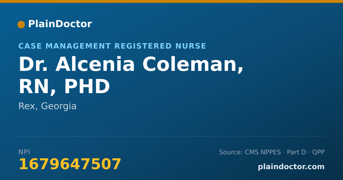 Shareable card for Alcenia Coleman, RN, PHD - Case Management Registered Nurse, Rex, GA