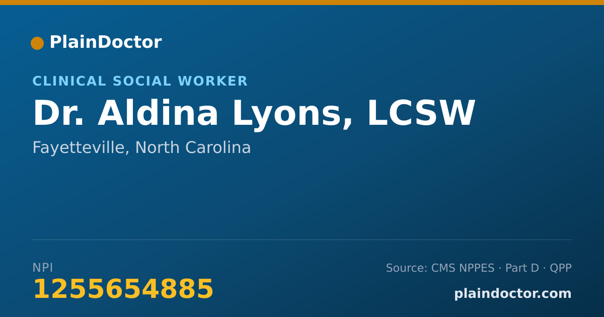 Shareable card for Aldina Lyons, LCSW - Clinical Social Worker, Fayetteville, NC