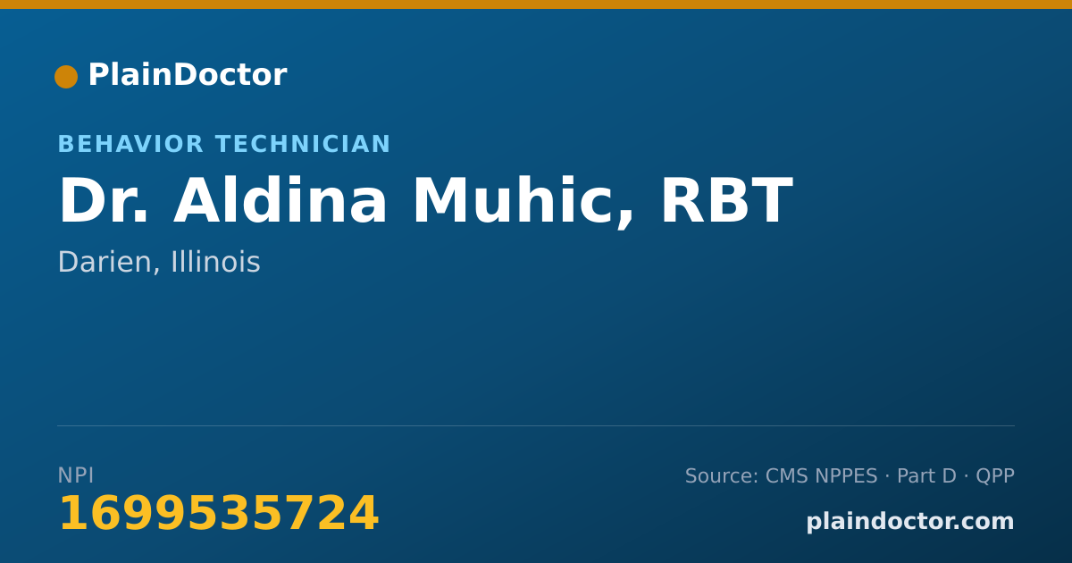 Shareable card for Aldina Muhic, RBT - Behavior Technician, Darien, IL