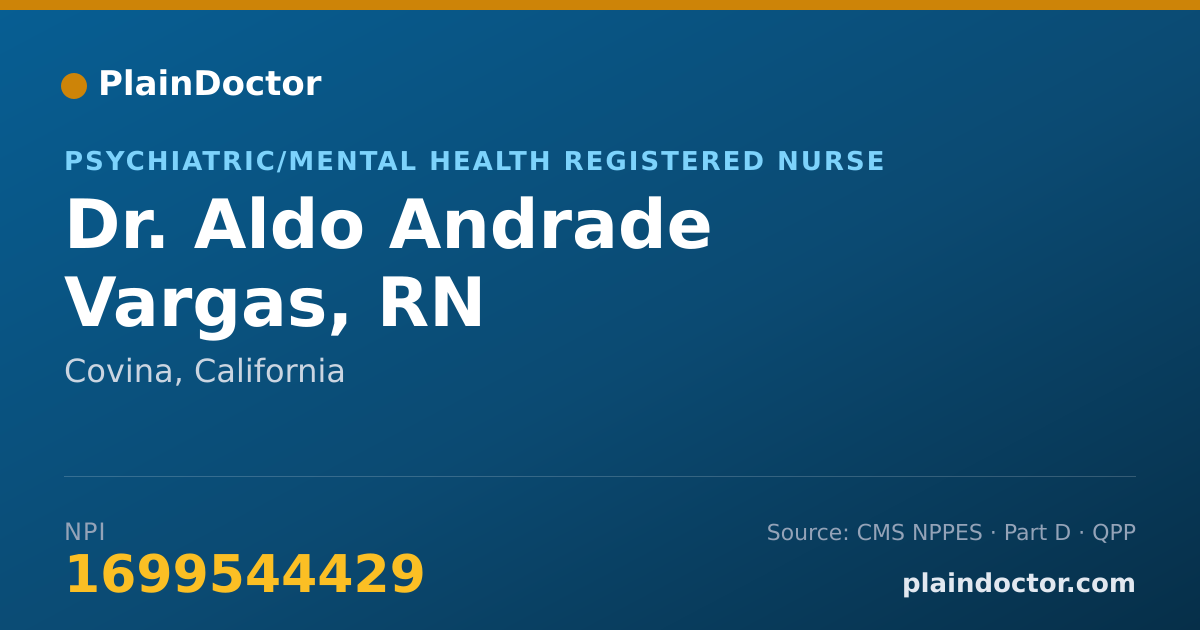 Shareable card for Aldo Andrade Vargas, RN - Psychiatric/Mental Health Registered Nurse, Covina, CA