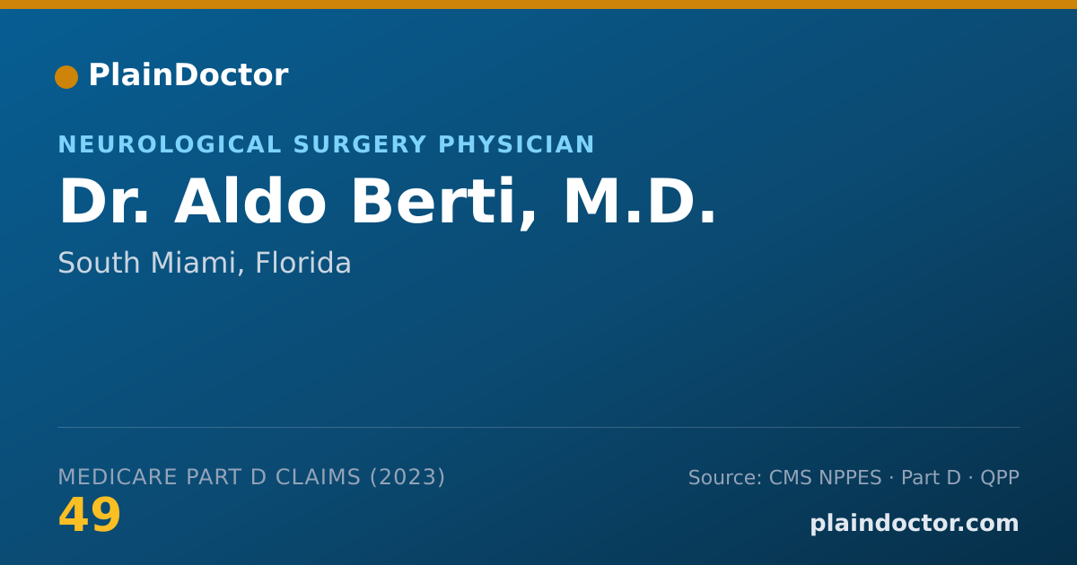 Shareable card for Aldo Berti, M.D. - Neurological Surgery Physician, South Miami, FL
