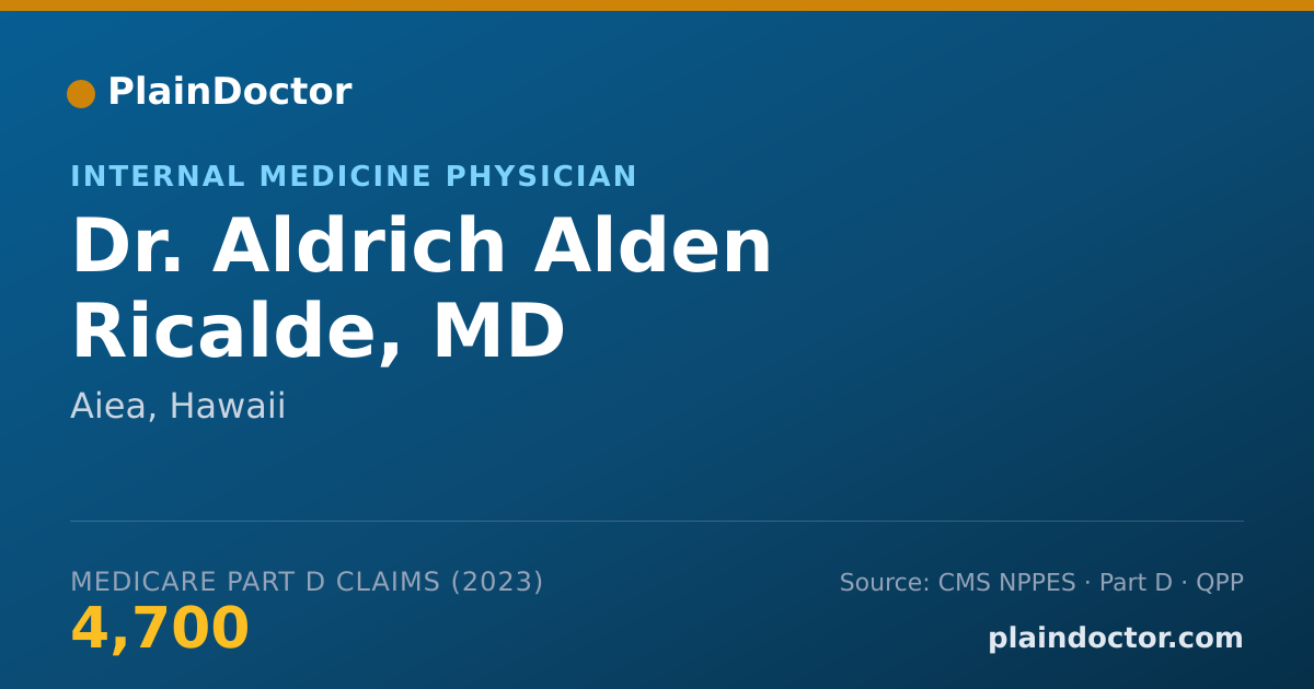 Shareable card for Aldrich Alden Ricalde, MD - Internal Medicine Physician, Aiea, HI