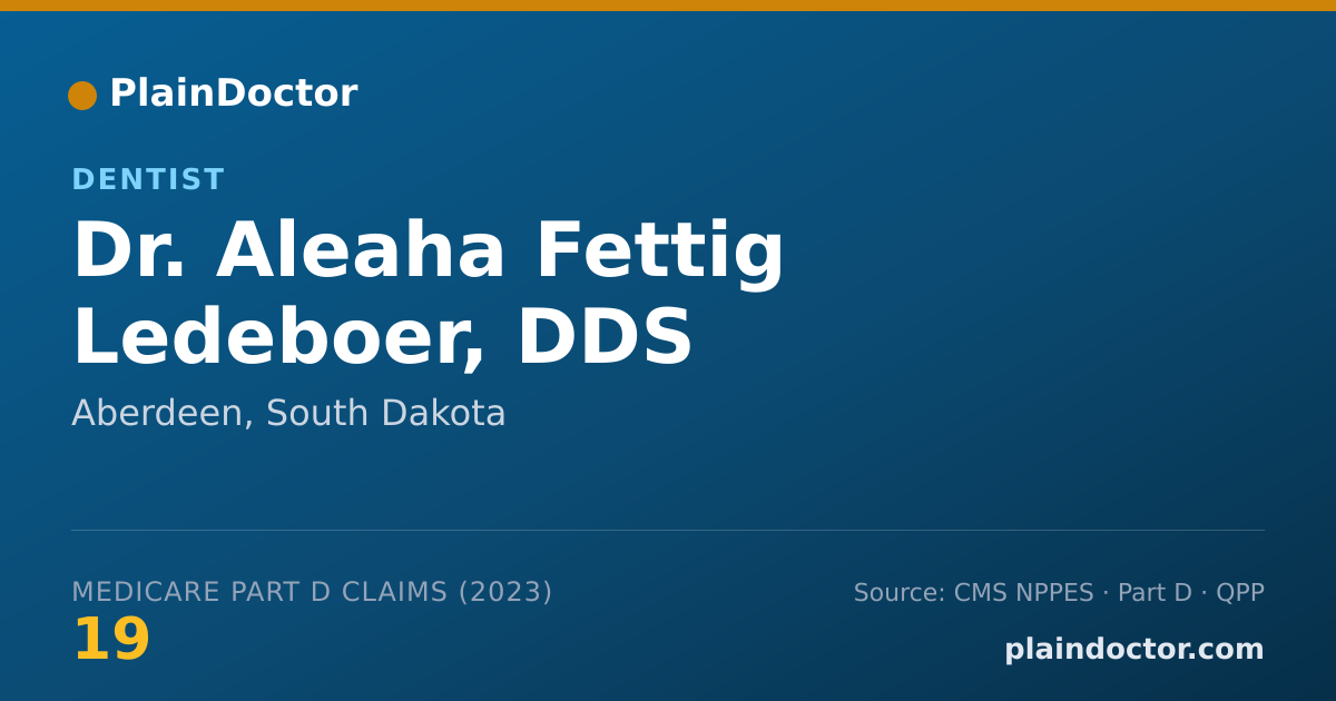 Shareable card for Aleaha Fettig Ledeboer, DDS - Dentist, Aberdeen, SD