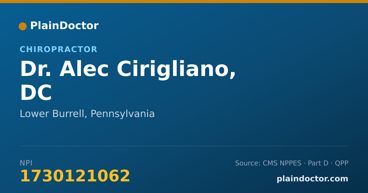 Shareable card for Alec Cirigliano, DC - Chiropractor, Lower Burrell, PA