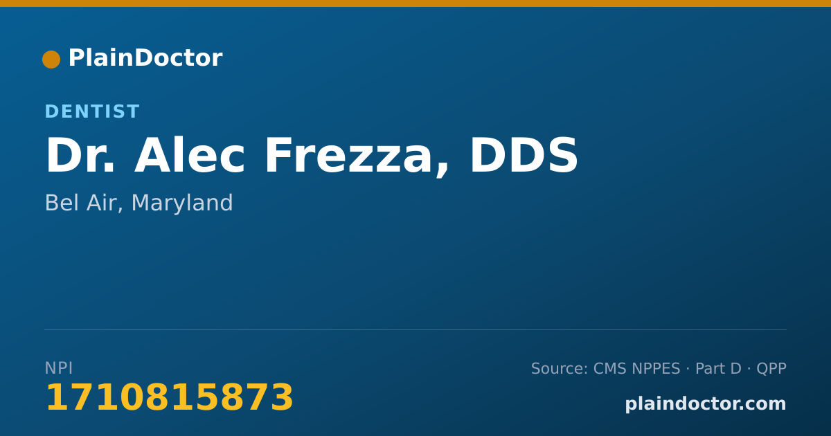 Shareable card for Alec Frezza, DDS - Dentist, Bel Air, MD