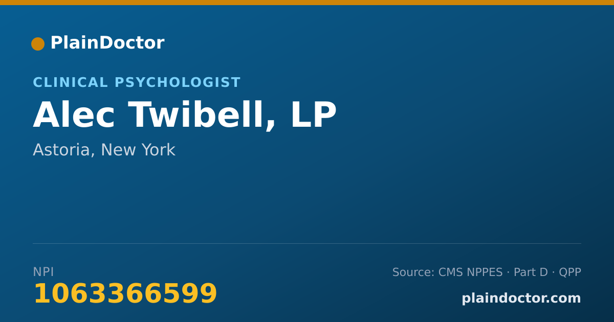 Shareable card for Alec Twibell, LP - Clinical Psychologist, Astoria, NY