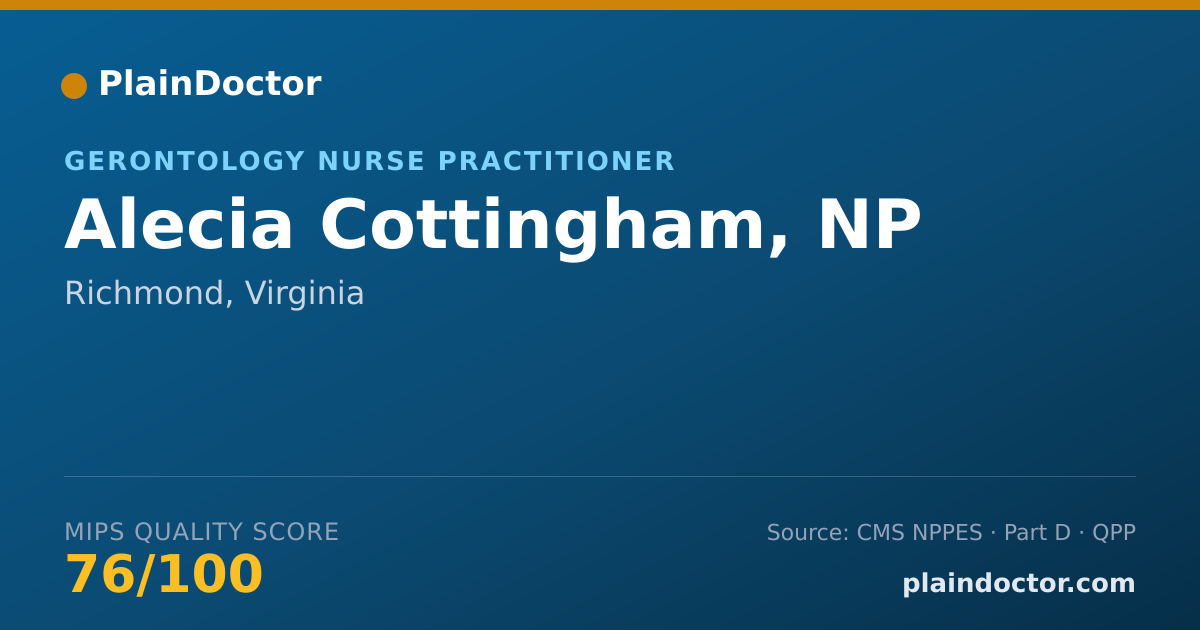 Shareable card for Alecia Cottingham, NP - Gerontology Nurse Practitioner, Richmond, VA