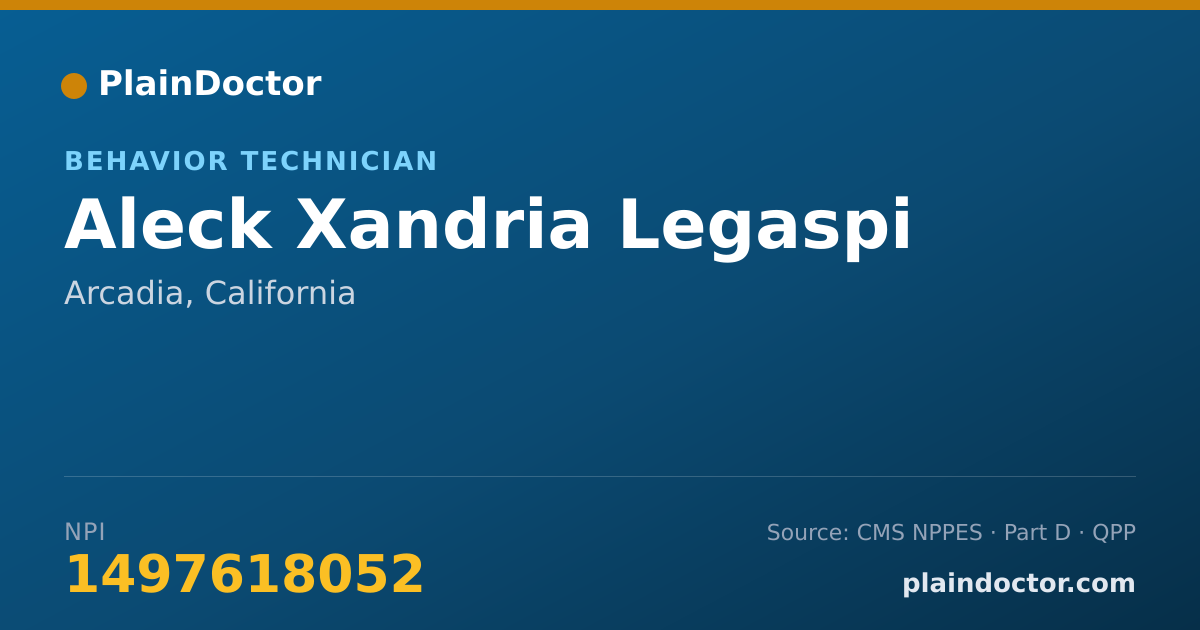 Shareable card for Aleck Xandria Legaspi - Behavior Technician, Arcadia, CA