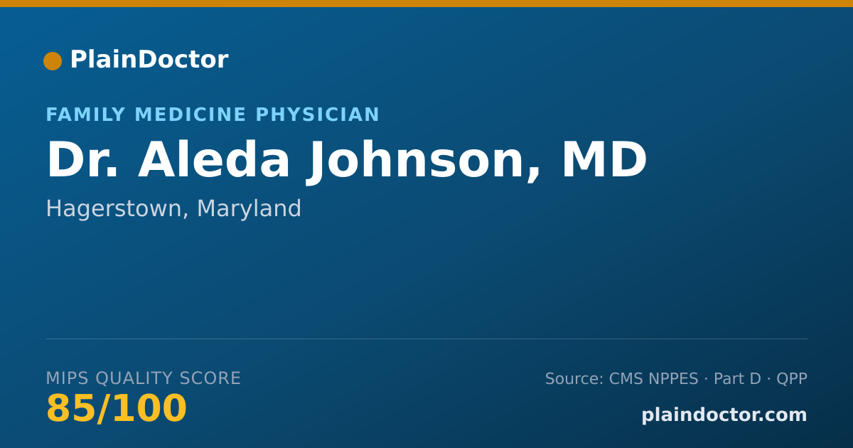 Shareable card for Aleda Johnson, MD - Family Medicine Physician, Hagerstown, MD