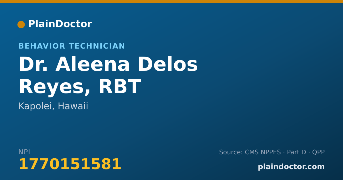 Shareable card for Aleena Delos Reyes, RBT - Behavior Technician, Kapolei, HI