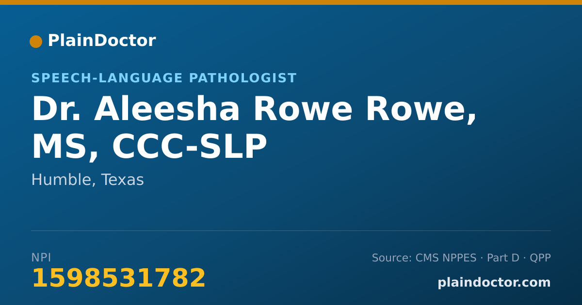 Shareable card for Aleesha Rowe Rowe, MS, CCC-SLP - Speech-Language Pathologist, Humble, TX