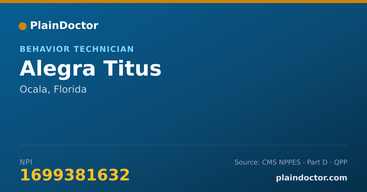 Shareable card for Alegra Titus - Behavior Technician, Ocala, FL