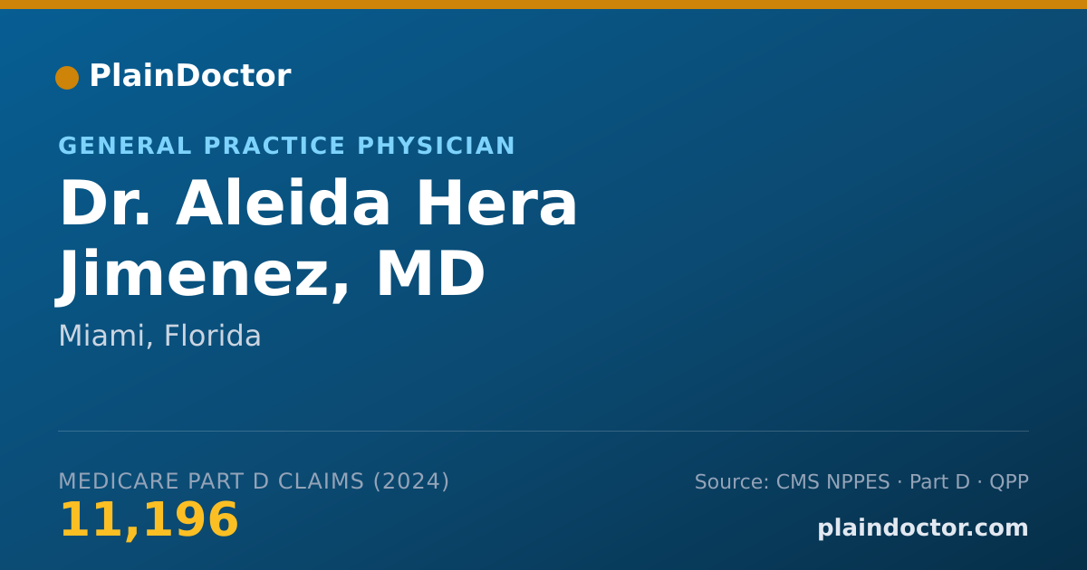 Shareable card for Aleida Hera Jimenez, MD - General Practice Physician, Miami, FL