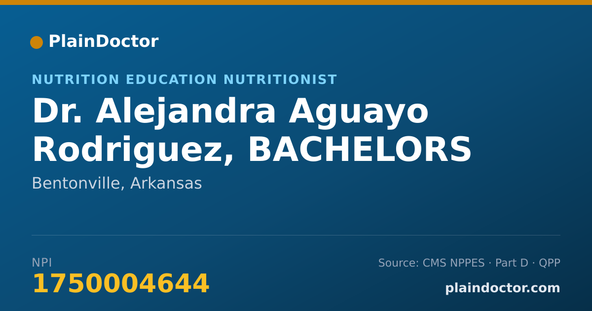 Shareable card for Alejandra Aguayo Rodriguez, BACHELORS - Nutrition Education Nutritionist, Bentonville, AR