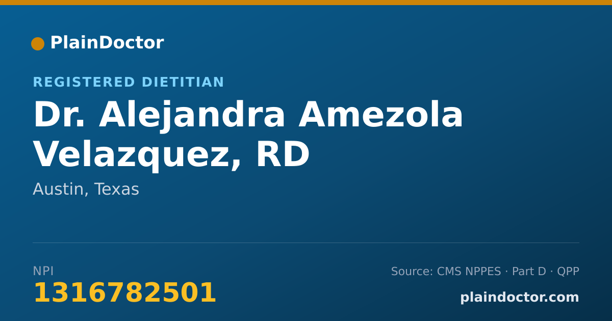 Shareable card for Alejandra Amezola Velazquez, RD - Registered Dietitian, Austin, TX