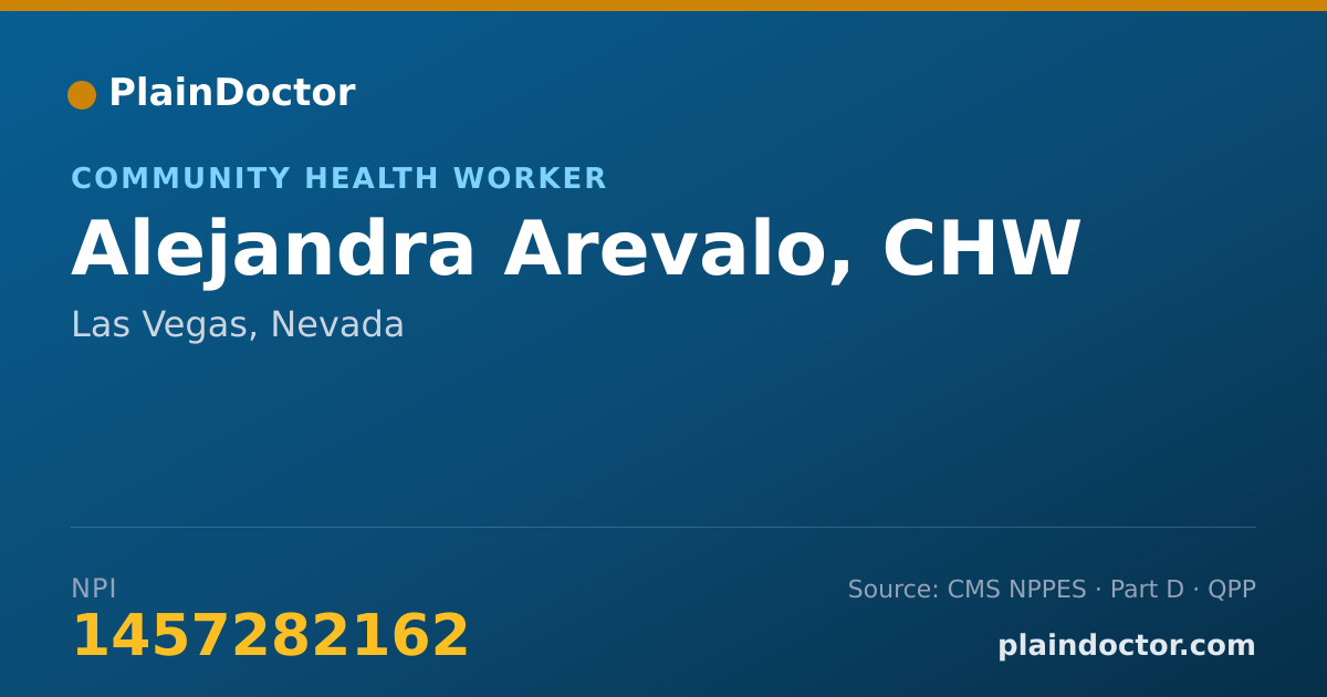 Shareable card for Alejandra Arevalo, CHW - Community Health Worker, Las Vegas, NV