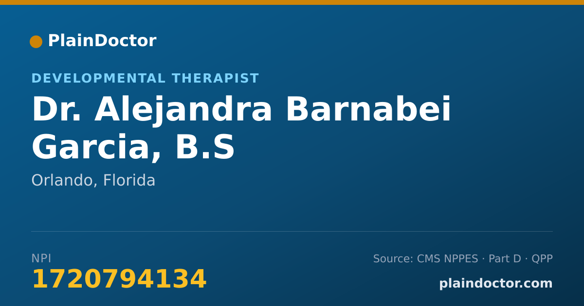 Shareable card for Alejandra Barnabei Garcia, B.S - Developmental Therapist, Orlando, FL