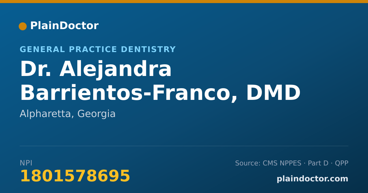 Shareable card for Alejandra Barrientos-Franco, DMD - General Practice Dentistry, Alpharetta, GA
