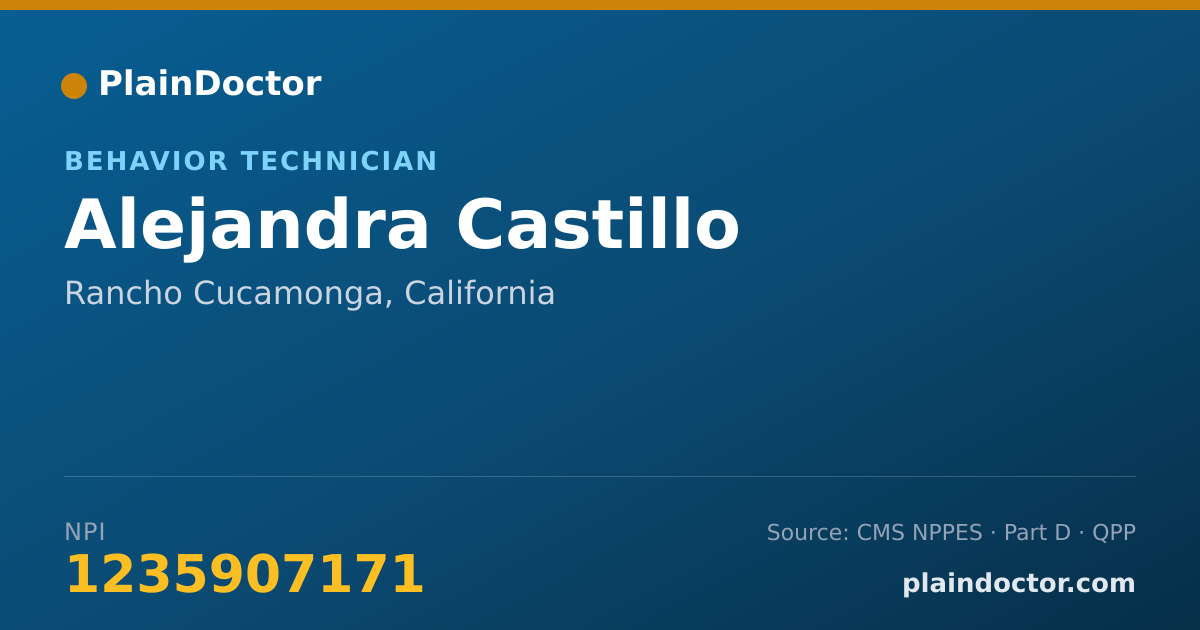 Shareable card for Alejandra Castillo - Behavior Technician, Rancho Cucamonga, CA