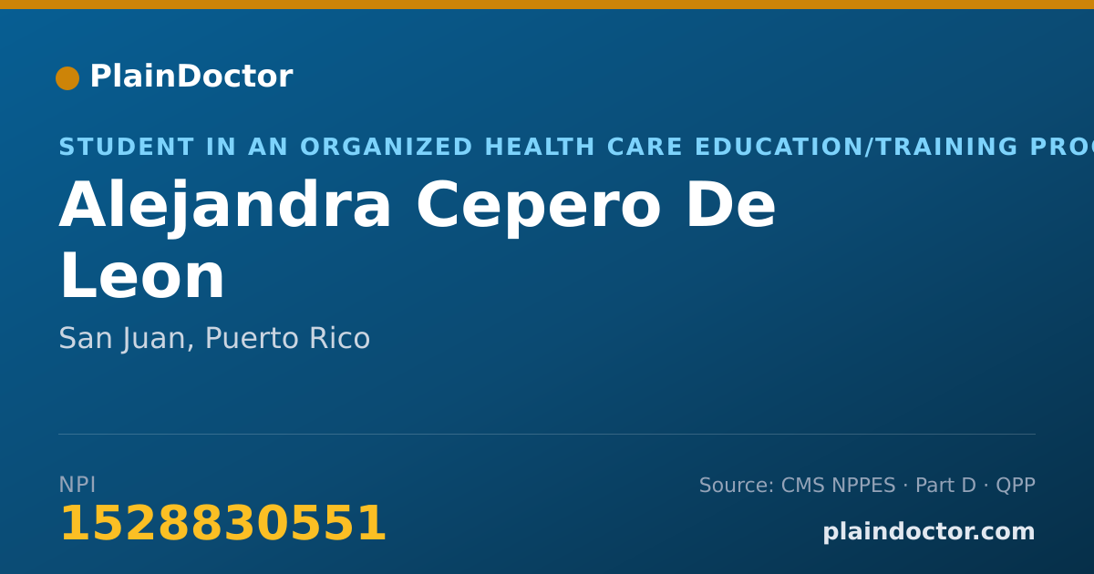 Shareable card for Alejandra Cepero De Leon - Student in an Organized Health Care Education/Training Program, San Juan, PR