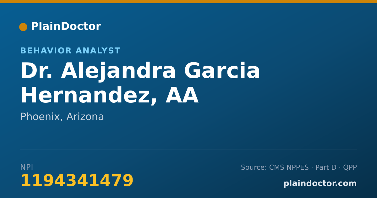 Shareable card for Alejandra Garcia Hernandez, AA - Behavior Analyst, Phoenix, AZ