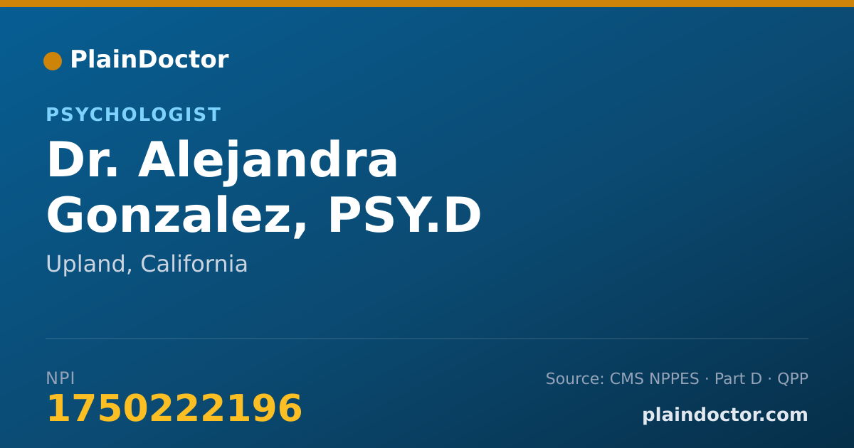 Shareable card for Alejandra Gonzalez, PSY.D - Psychologist, Upland, CA