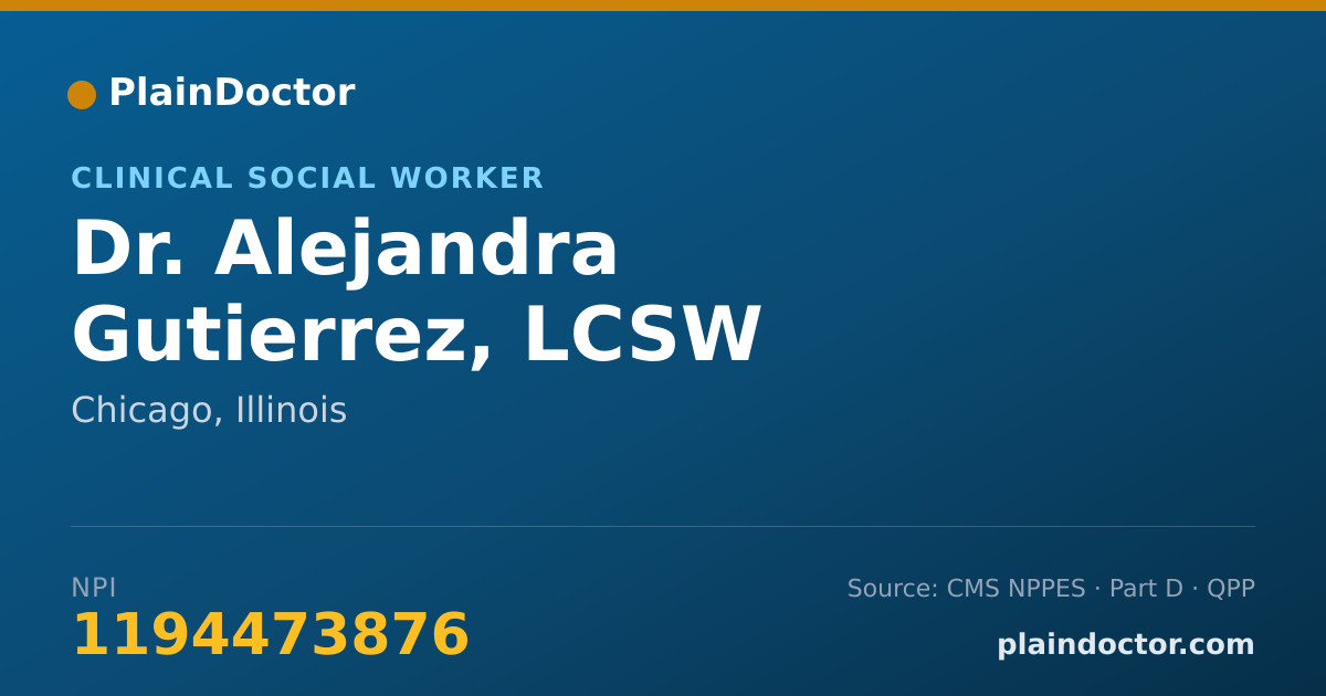 Shareable card for Alejandra Gutierrez, LCSW - Clinical Social Worker, Chicago, IL