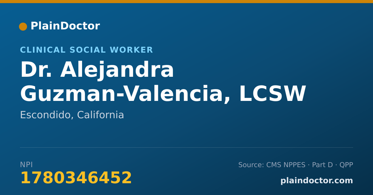Shareable card for Alejandra Guzman-Valencia, LCSW - Clinical Social Worker, Escondido, CA
