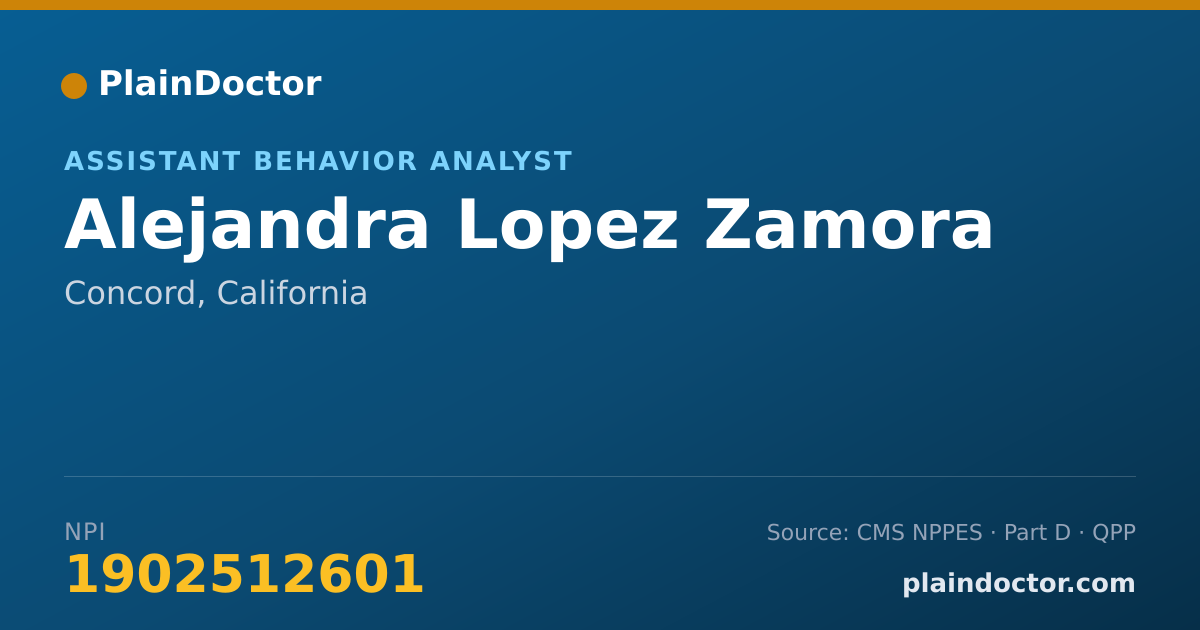 Shareable card for Alejandra Lopez Zamora - Assistant Behavior Analyst, Concord, CA