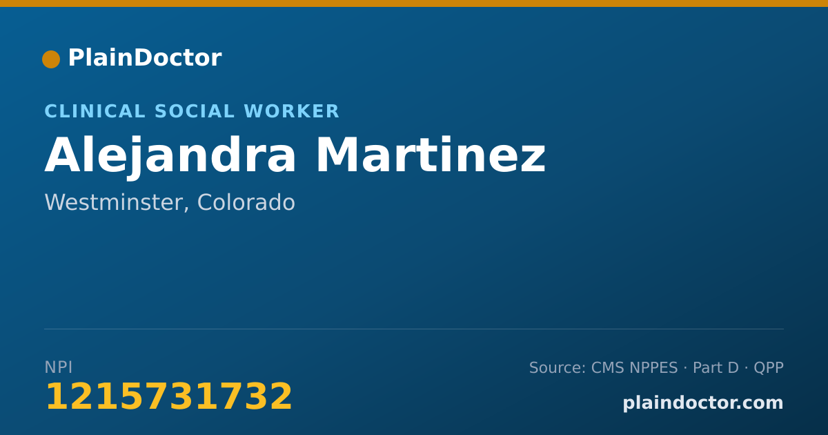 Shareable card for Alejandra Martinez - Clinical Social Worker, Westminster, CO