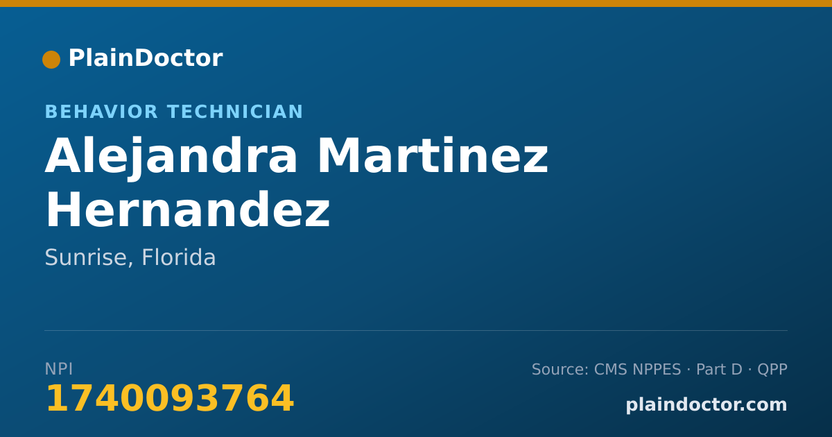 Shareable card for Alejandra Martinez Hernandez - Behavior Technician, Sunrise, FL