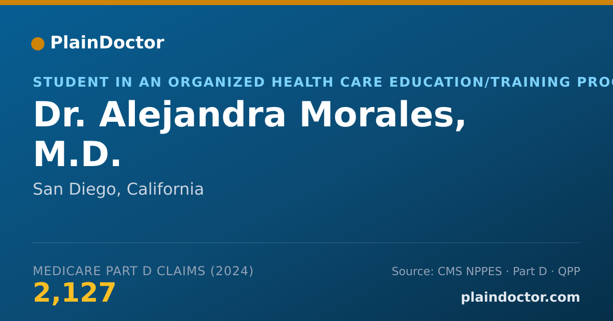 Shareable card for Alejandra Morales, M.D. - Student in an Organized Health Care Education/Training Program, San Diego, CA