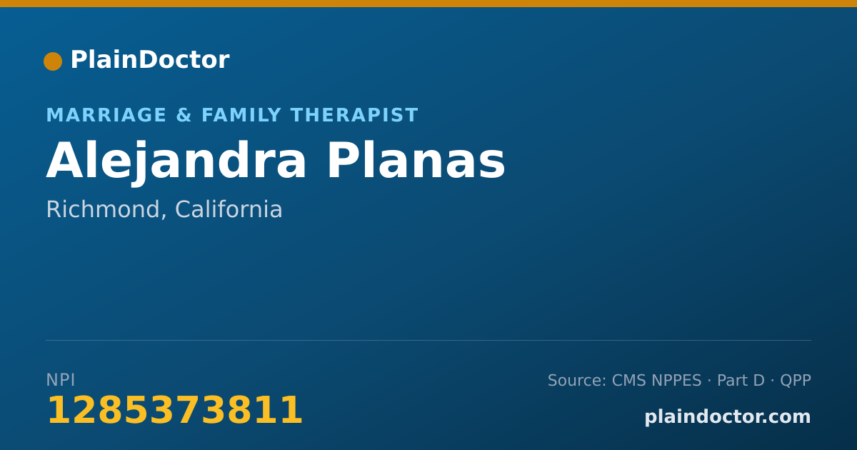 Shareable card for Alejandra Planas - Marriage & Family Therapist, Richmond, CA