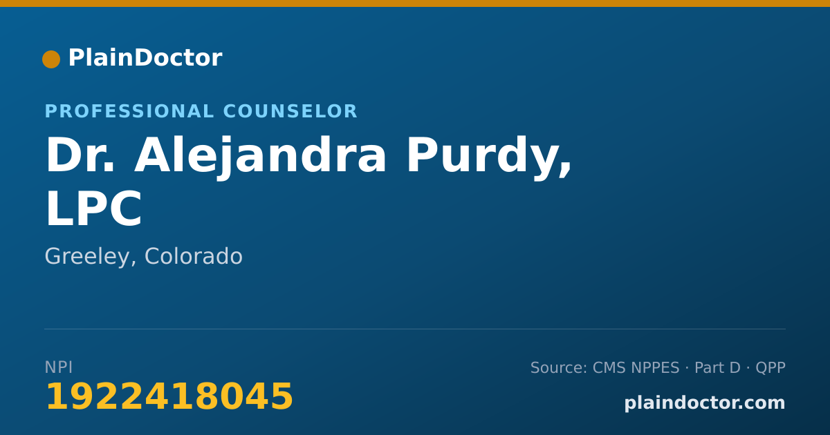 Shareable card for Alejandra Purdy, LPC - Professional Counselor, Greeley, CO