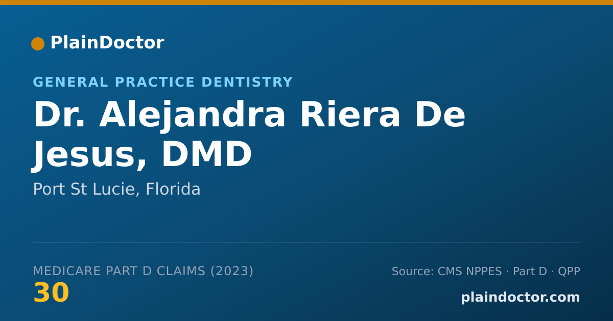 Shareable card for Alejandra Riera De Jesus, DMD - General Practice Dentistry, Port St Lucie, FL