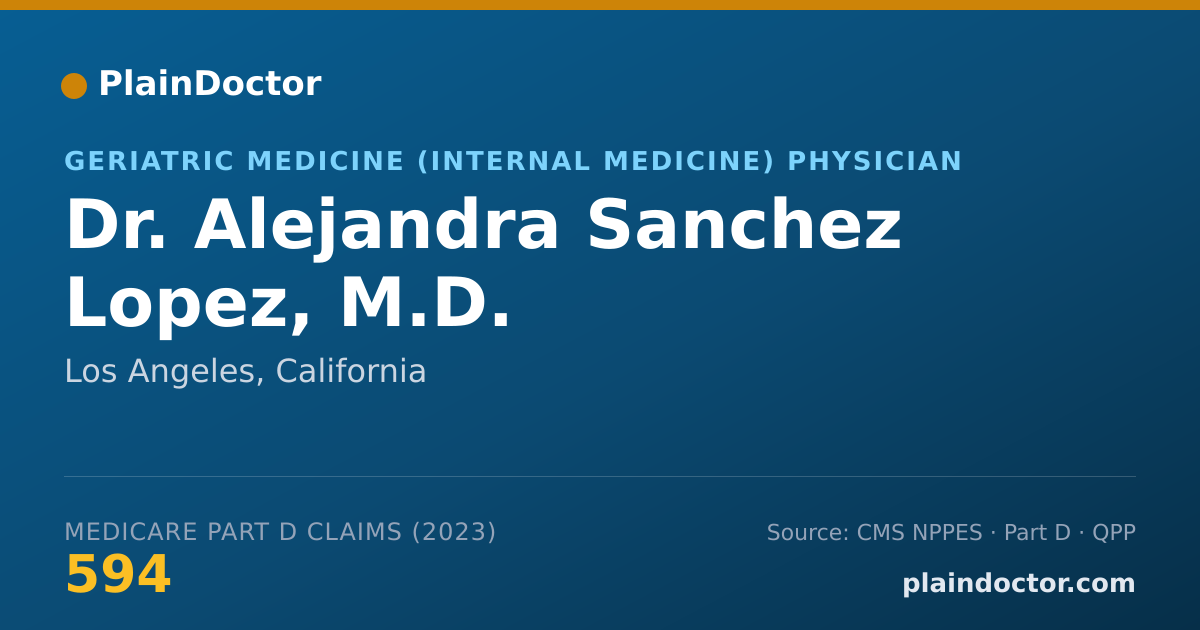 Shareable card for Alejandra Sanchez Lopez, M.D. - Geriatric Medicine (Internal Medicine) Physician, Los Angeles, CA