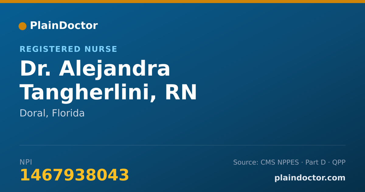 Shareable card for Alejandra Tangherlini, RN - Registered Nurse, Doral, FL